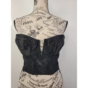 Vintage 1980s Backless by Smoothie Womens Sz 36B Lace Bra Corset Black Sexy